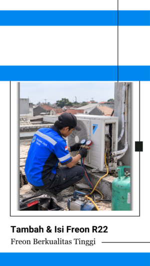 teknisi ac dari Pandawa Jaya Teknik sedang mengecek tekanan freon R22
