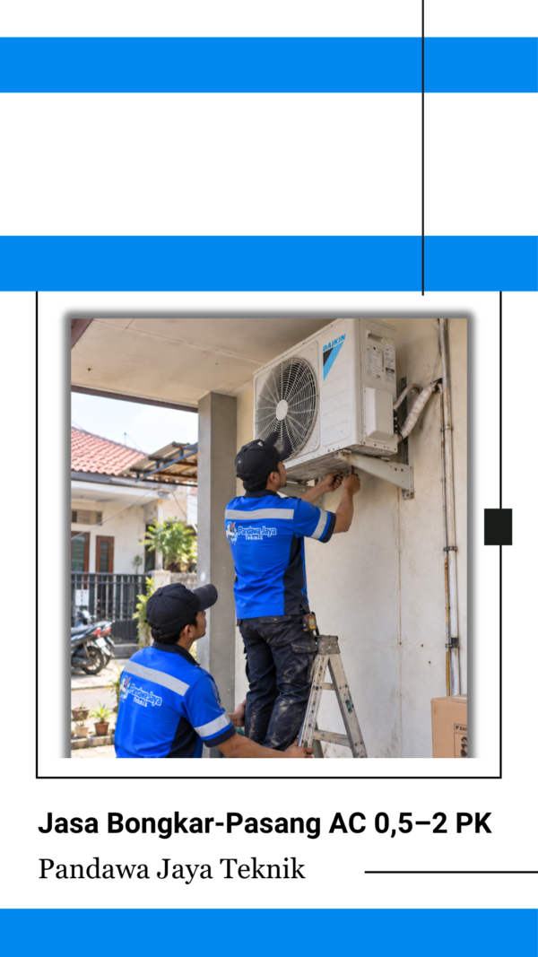 Jasa Bongkar-Pasang AC 0,5–2 PK Teknisi AC Sedang Memasang AC di Depok