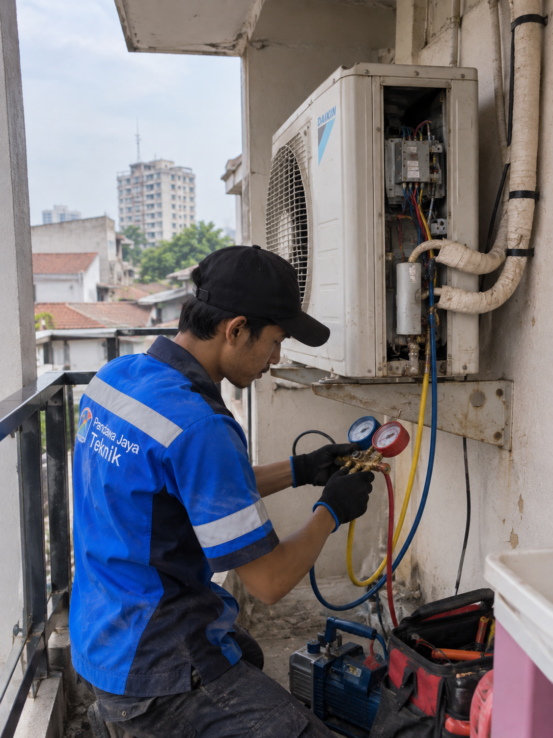 Balcony-AC-Technician-at-Work